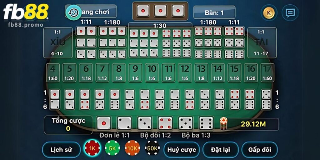 Đặt cược cửa Tài trong cược Tài Xỉu Fb88