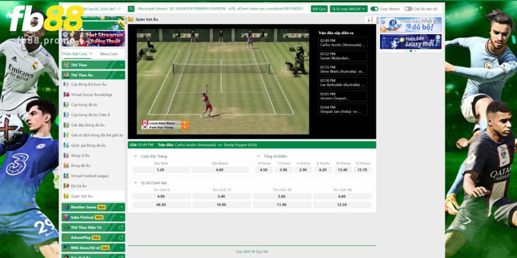 Thử cược Tennis ảo tại Fb88