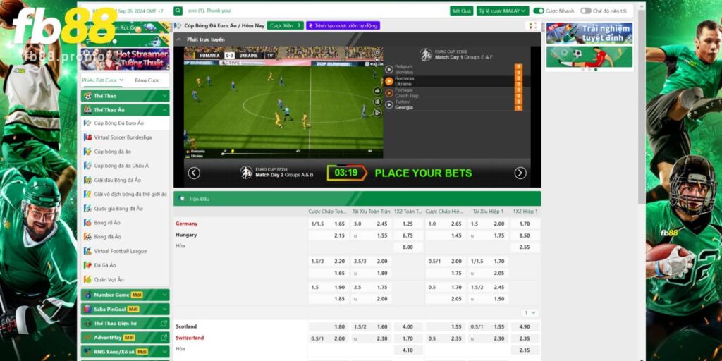 Thử thách với loại hình Thể Thao Ảo Fb88